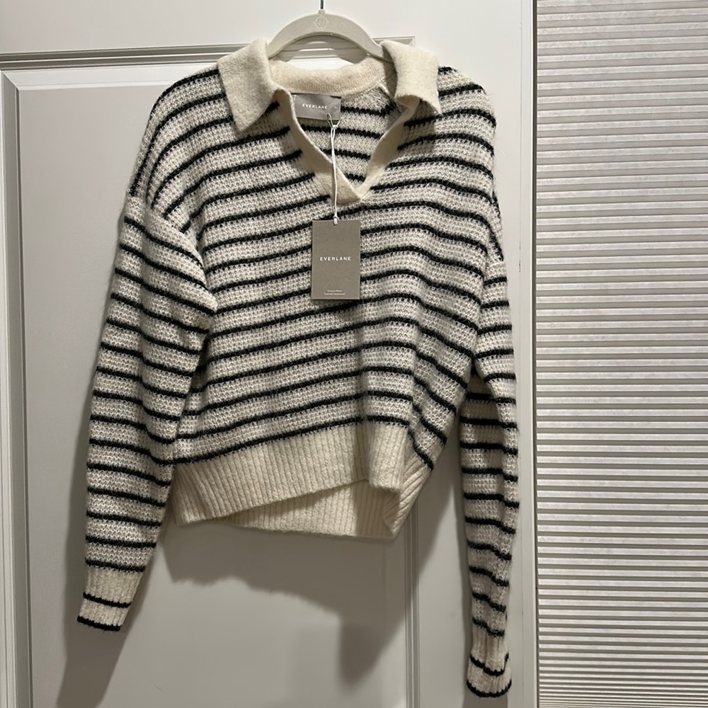 NWT Everlane striped sweater with collar